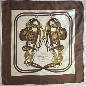 Sold ❤️Hermes silk scarf 90cm Brides de Gala Brown and Gold